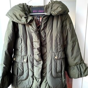 Womens Betsey Johnson Hunter Green Puffer Coat Sz M